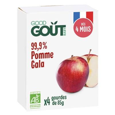 Good Goût Pommes Bio Gourde Bébé Dès 4 mois, 4x85g