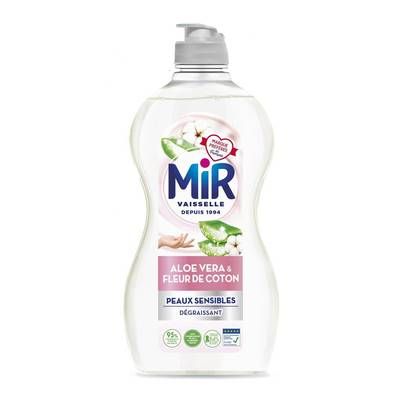 Mir Liquide vaisselle Concentré Hypoallergénique Aloe Vera et Fleurs de Coton, 450ml