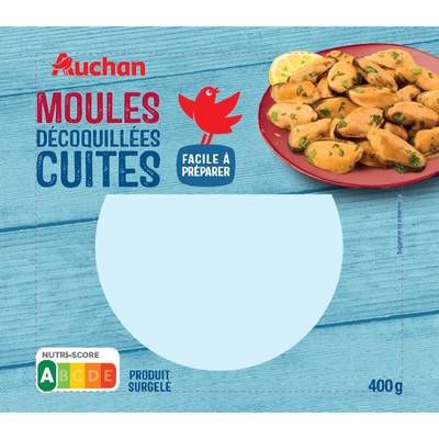 Auchan Moules décoquillées cuites, 400g