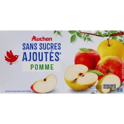 Auchan Pomme sans sucres ajoutés, 16x100g