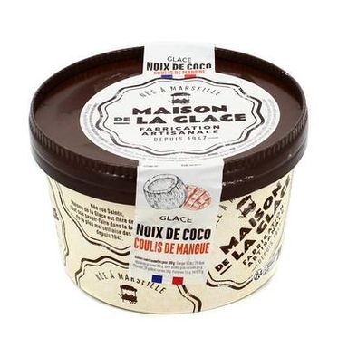 Maison de la Glace Glace à la noix de coco et coulis à la mangue, 380g