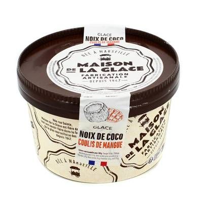 Maison de la Glace Glace à la noix de coco et coulis à la mangue, 380g