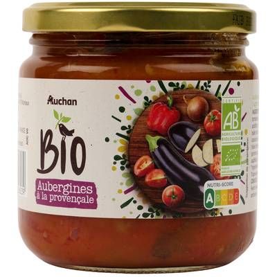 Auchan BIO Aubergines à la provençale Bio en bocal, 400g