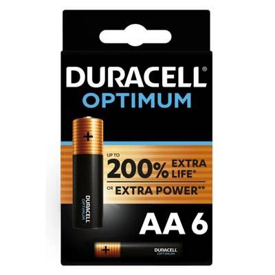 Duracell 6 Piles LR06 / AA Alcaline Optimum, 6  piles