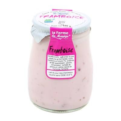 La Ferme du manège Yaourt Framboise au lait entier, 180g