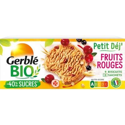 Gerblé Bio 9 Biscuits Petit déj' Fruits Rouges Bio -40% de sucres en moins, 132g