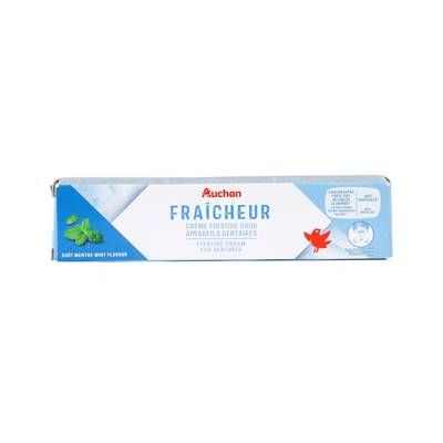 Auchan Crème fixative pour appareils dentaires goût menthe, 40g