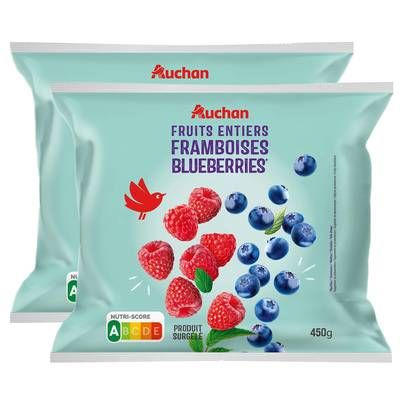 Auchan Framboise et myrtille, Lot de 2x450g