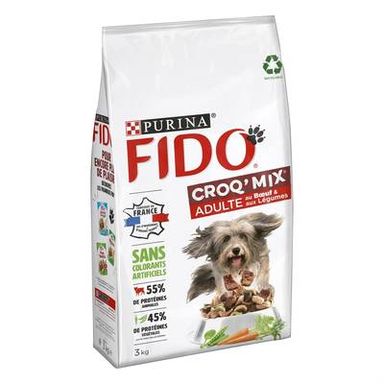 Purina - Fido Croquettes Bœuf Légumes CROQ MIX pour petit et moyen chien, 3kg