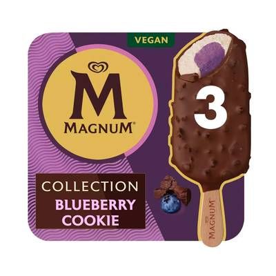 Magnum Bâtonnets vegan blueberry cookie, 3 bâtonnets - 210g