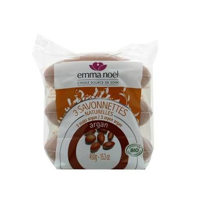 Emma Noel Savonnettes naturelles Argan Cosmébio, 3x150g