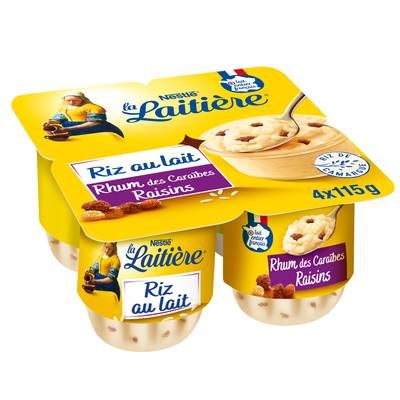 La laitière Riz au lait rhum raisin, 4x115g