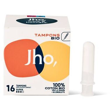 JHO Tampons bio applicateur compact super, 16 tampons