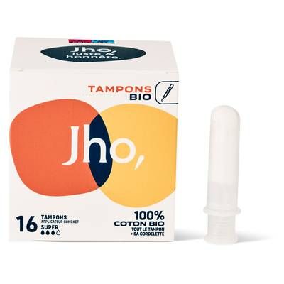 JHO Tampons bio applicateur compact super, 16 tampons