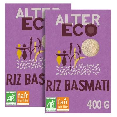 Alter Eco - Commerce Equitable Riz Long Grain Basmati bio d'Inde, Lot de 2x400g