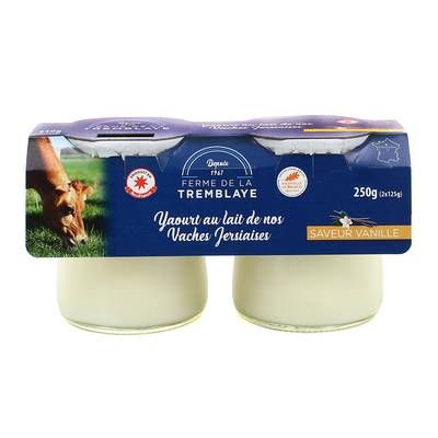 La Ferme de la Tremblaye Yaourt fermier Vanille au lait de vache Jersiaise, 2x125g