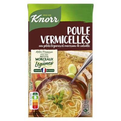 Knorr Soupe Poule Vermicelles aux petits légumes et morceaux de volaille, 1L