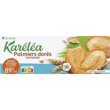 Karéléa Palmiers dorés Sans Sucres Ajoutés -89% de sucres en moins, 100g