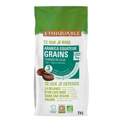 Ethiquable - Commerce Equitable Café en grains Arabica Bio d'Equateur, 1kg
