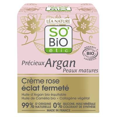 SO'BIO ETIC Crème rose éclat fermeté jour, Précieux Argan Peaux Matures, 50ml