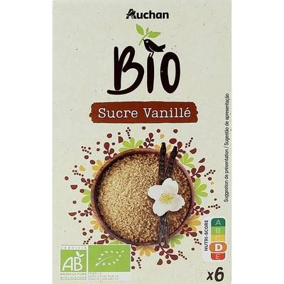 Auchan BIO Sucre vanillé bio, 6x7.5g