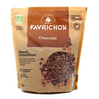 Favrichon Muesli croustillant Chocolat bio sans gluten, 500g