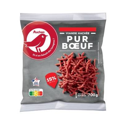 Auchan Viande hachée pur boeuf 15% mg, 700g