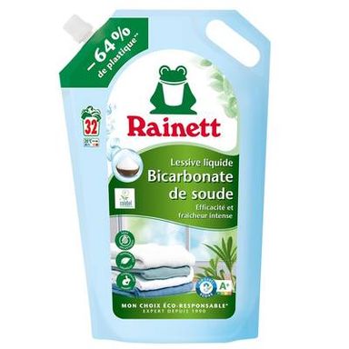 Rainett Lessive liquide Bicarbonate Eco-Recharge, 1,6L