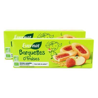 Evernat Barquettes o'fraises bio, Lot de 2x120g
