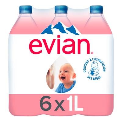 Evian Eau minérale naturelle, 6x1L