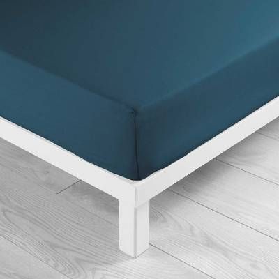 Douceur D Interieur Drap housse bleu 2 personnes, 140 x 190  cm
