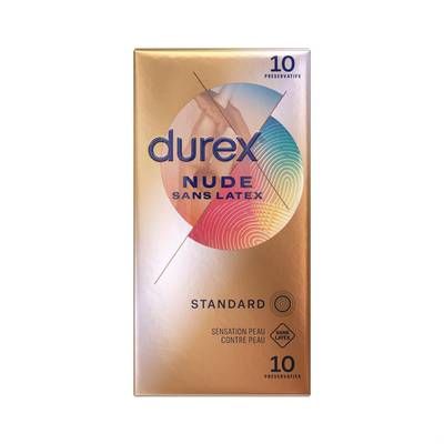 Durex Préservatif Standard Nude Sans Latex, 10 préservatifs