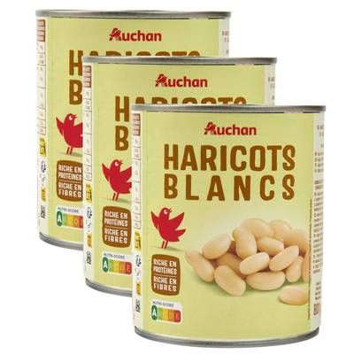 Auchan Haricots blancs, Lot de 3x500g