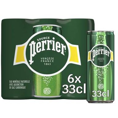 Perrier Eau gazeuse minérale naturelle, 6x33cl