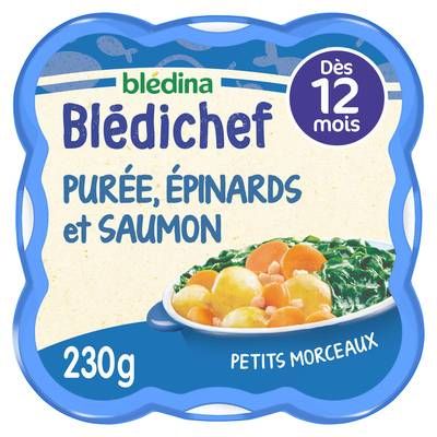 Blédina - Blédi'chef Purée Onctueuse Epinard et Saumon du Pacifique Assiette Bébé Dès 12 mois, 230g