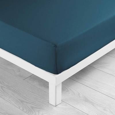 Douceur D Interieur Drap housse uni bleu, 90 x 190 cm