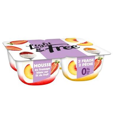 Light&Free Fromage blanc lit fraise 0%mg, 4x115g