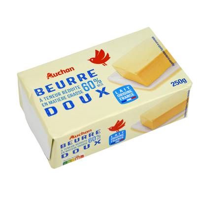 Auchan Beurre doux allégé 60%mg, 250g
