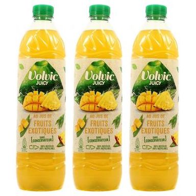 Volvic Juicy Au jus de fruits exotiques, Lot de 3x1,5L