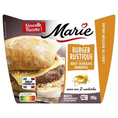 Marie Burger Rustique Boeuf Charolais, Emmental Sauce aux Deux Moutardes, 190g
