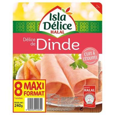 Isla Délice Délice de Dinde Cuit à l'Ettouffée Halal, 8 tranches - 240g