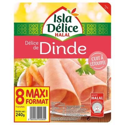 Isla Délice Délice de Dinde Cuit à l'Ettouffée Halal, 8 tranches - 240g