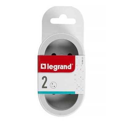 Legrand Fiche biplite frontale avec terre - blanc et gris clair, 2  prises
