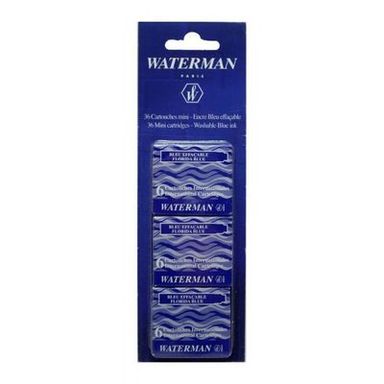 Waterman Cartouches courtes d'encre bleue effaçable, 36  cartouches