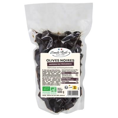 Emile Noël Olives noires au herbes de Provence, bio, 500g