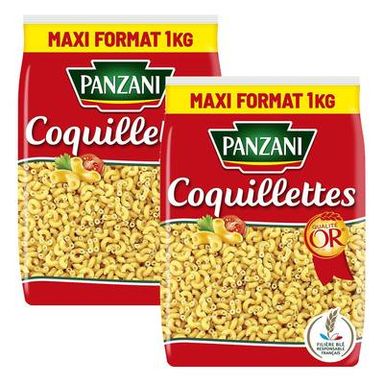 Panzani Pâtes Coquillettes, Lot de 2x1kg