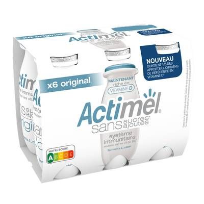 Actimel Yaourt à boire nature sans sucre ajouté, 6x100g