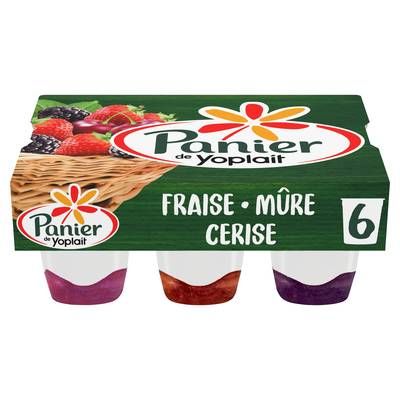 Panier de Yoplait Yaourt Nature sur Lit de Fruits Rouges, 6x140g