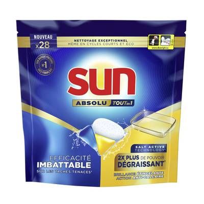 Sun Capsule lave vaisselle tout en 1 Absolu Plus, 28 capsules