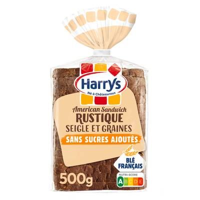 Harrys Pain de Mie Rustique American Sandwich Seigle et Graines, 14 tranches - 500g